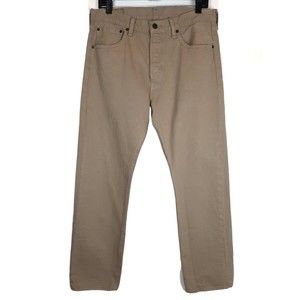 Levis 501 Tan Beige Button Fly 5 Pocket Denim Jeans Pants Mens Size 32 x 30